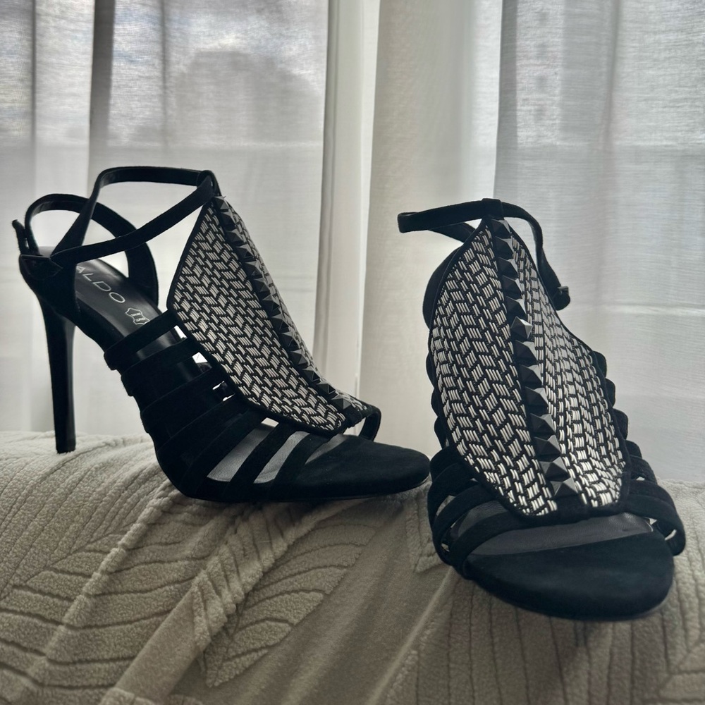 Aldo Black and White Strappy Women's Heels